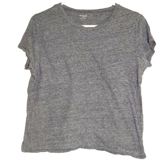 MADEWELL women's medium solid gray plain t-shirt with small pocket - Picture 1 of 4
